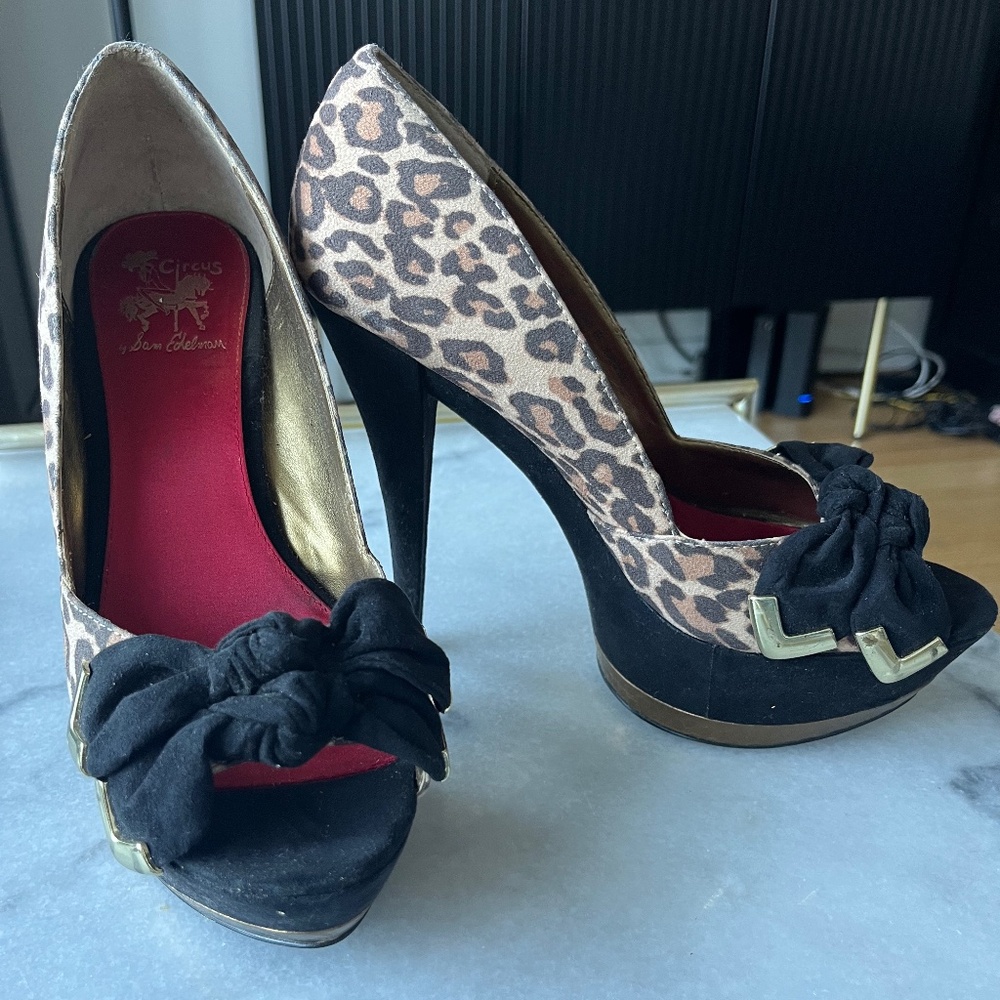 🐆 LEIGH II LEOPARD Heels | Size 9.5 M | Statement Neutral